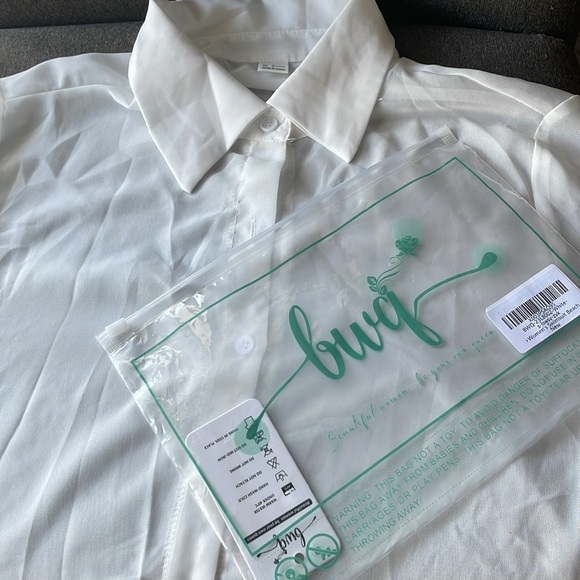 NEW! Sheer white button down shirt - Picture 6 of 6